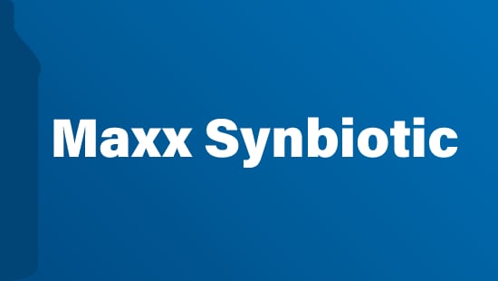 Blue Background with 1L bottle outline, Maxx Synbiotic