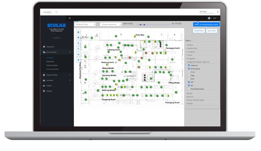 Ecolab SFQS Analytics Platform on a laptop